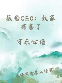 报告CEO：奴家有喜了